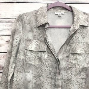Calvin Klein Snake Print Blouse Button Down Small